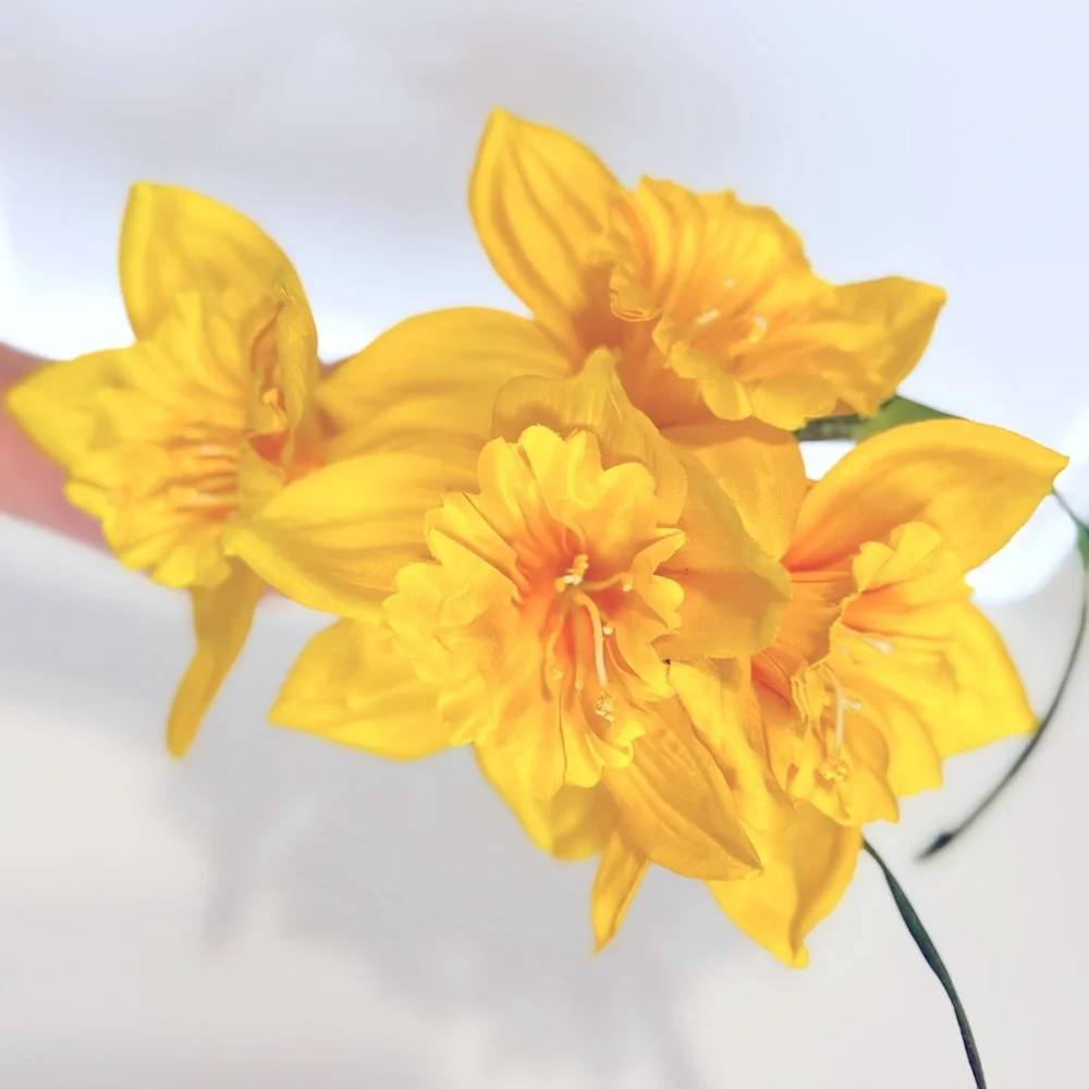 4 LIFELIKE Yellow Daffodil Flower Picks Floral Home Decor Arrangement Wreath